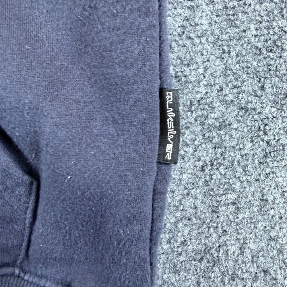 Quicksilver Hoodie Boys M 10/12 Blue Cotton Sherpa Lined Printed Logo Full‎ Zip